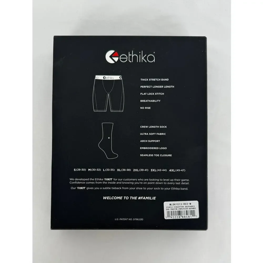 Ethika Mens Fit Kit Red Splatter Boxer Brief & Sock Set Size Medium New White